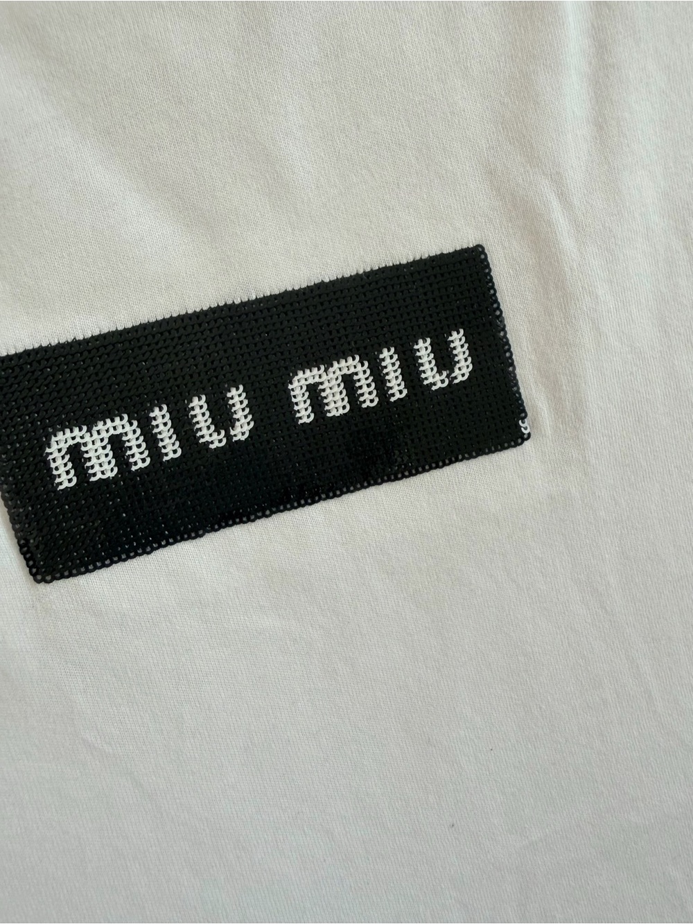 Miu Miu White Embroidered Logo Jersey T-Shirt Size M View 3